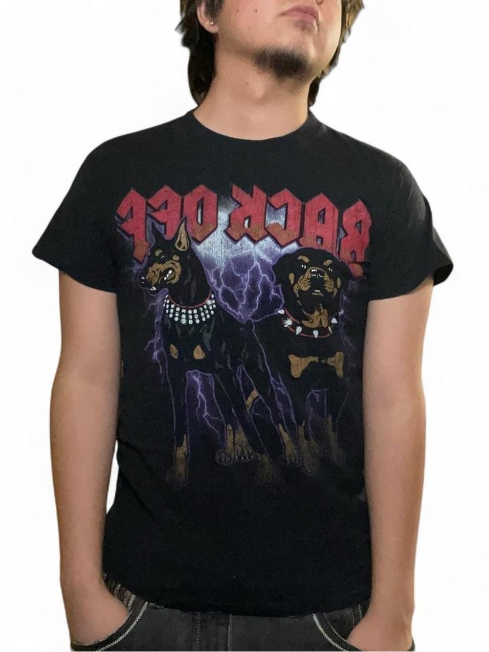 Dom Mens Back Off Tough‎ Dogs Graphic T-Shirt Black